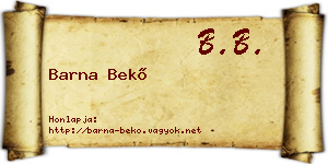 Barna Bekő névjegykártya