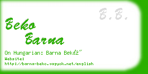 beko barna business card